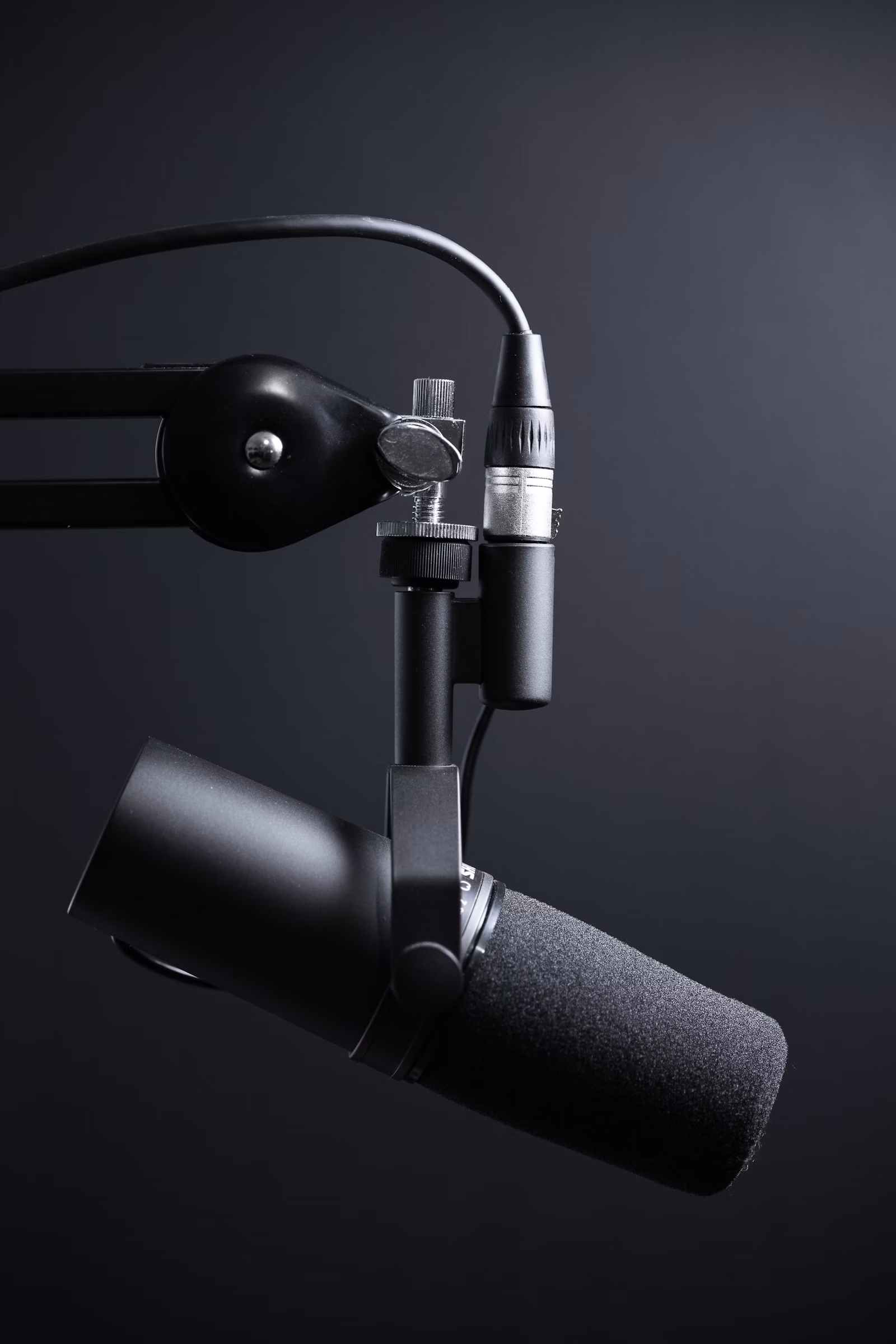 Professional podcast recording studio with microphones and headphones